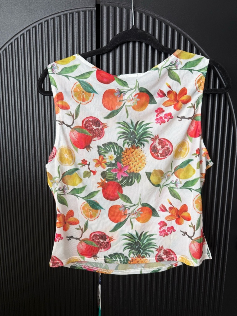 Vici White Tropical Fruit Print Tank Top